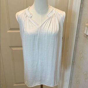 Vera Wang White Gathered Neck Blouse Size Extra Large